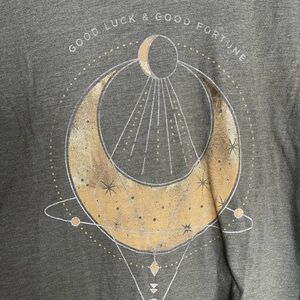 Lucky Brand Gray Tee with Gold Celestial Design